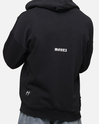 Saint Morta Gothic Distressed Zip Hoodie Black