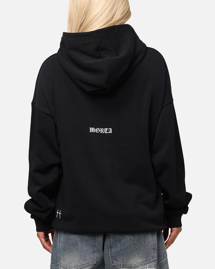 Saint Morta Gothic Distressed Zip Hoodie Black