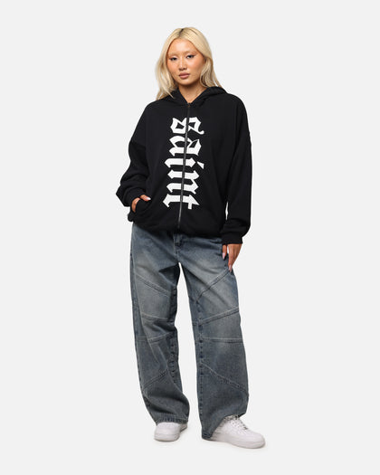 Saint Morta Gothic Distressed Zip Hoodie Black