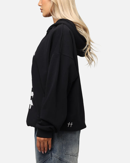 Saint Morta Gothic Distressed Zip Hoodie Black