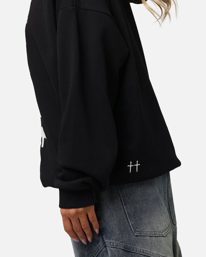 Saint Morta Gothic Distressed Zip Hoodie Black