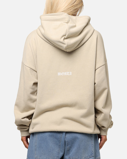 Saint Morta Gothic Distressed Zip Hoodie Stone