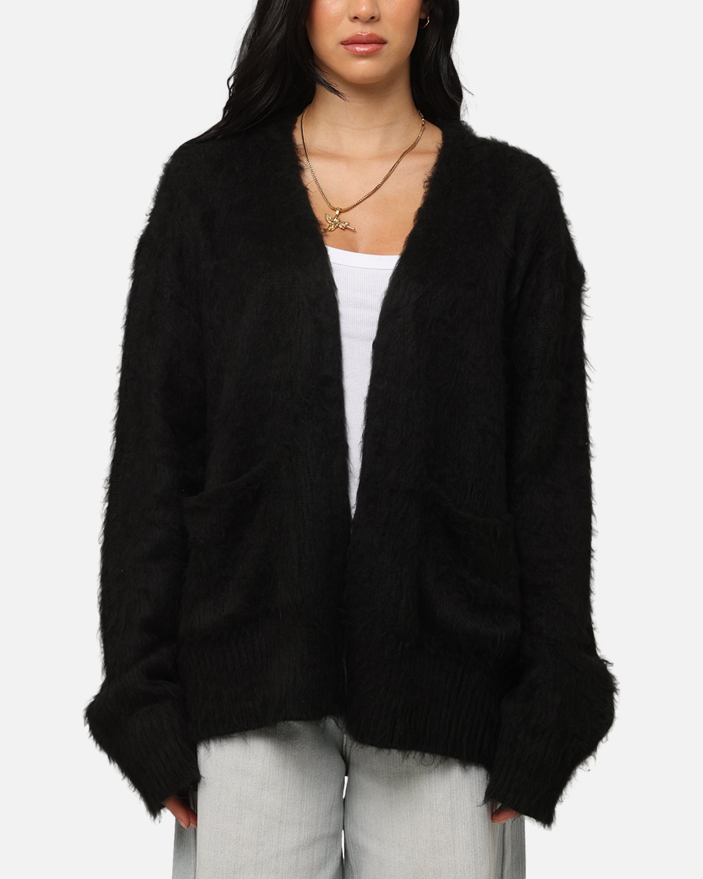 XXIII Fuzzy Cardigan Black | Culture Kings US