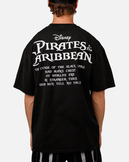 Goat Crew Disney Pirates Of The Caribbean Jack Sparrow Vintage T-Shirt Black Acidwash