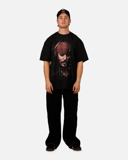 Goat Crew Disney Pirates Of The Caribbean Jack Sparrow Vintage T-Shirt Black Acidwash
