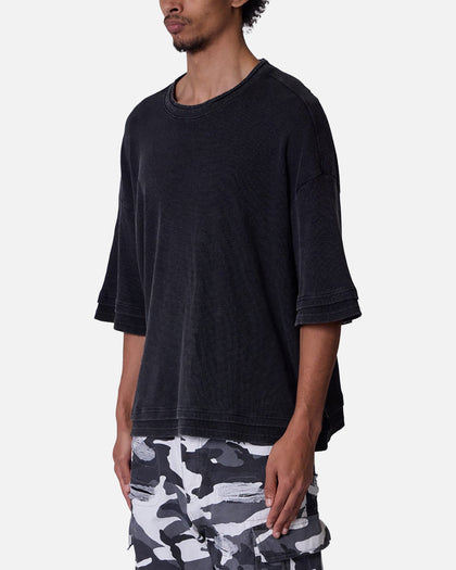 MNML Double Layer Acid Washed T-Shirt Black