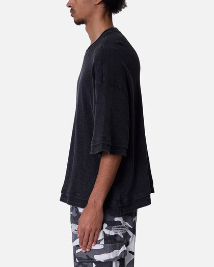 MNML Double Layer Acid Washed T-Shirt Black
