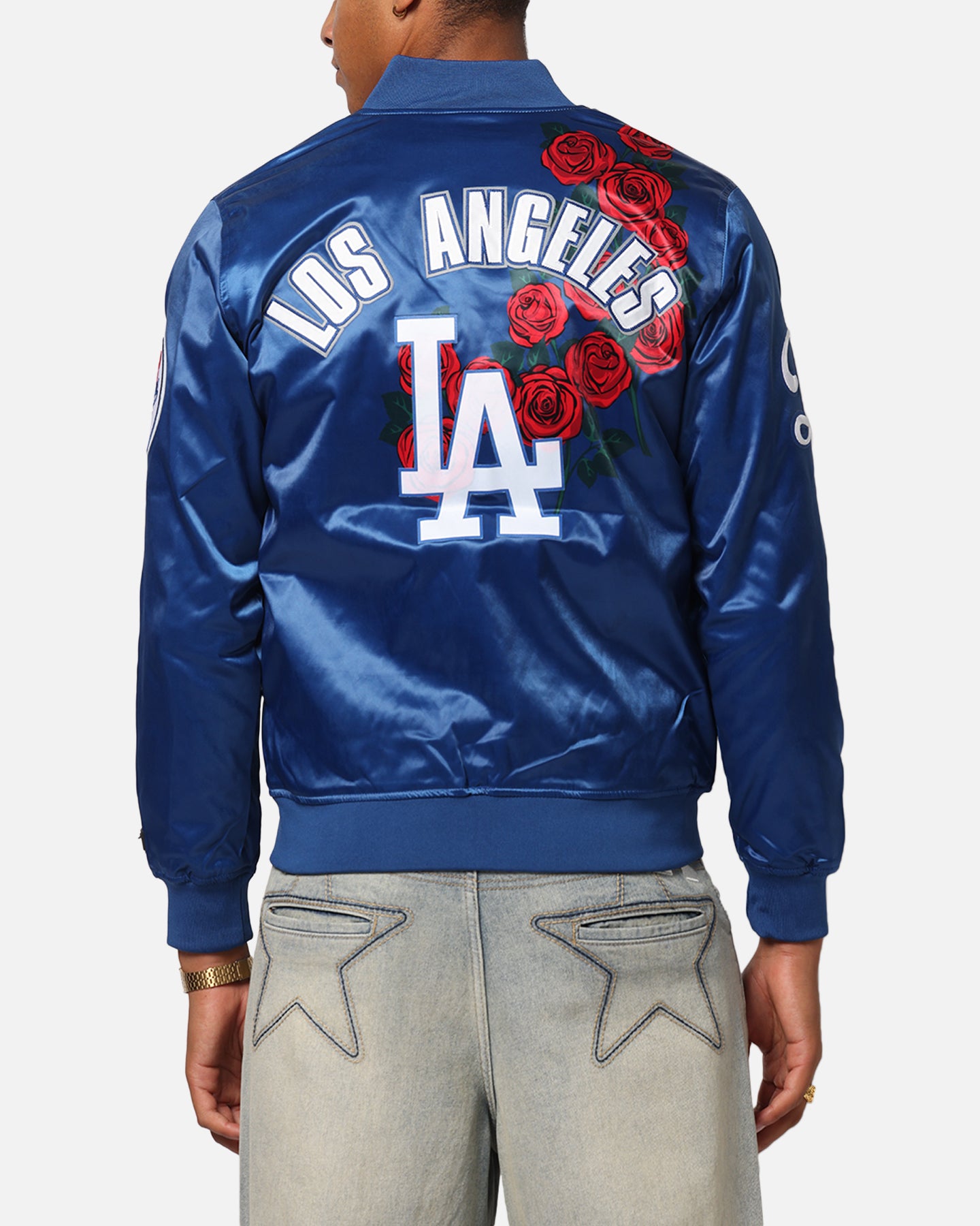 Pro Standard Los Angeles Dodgers Roses Satin Jacket Dark Blue