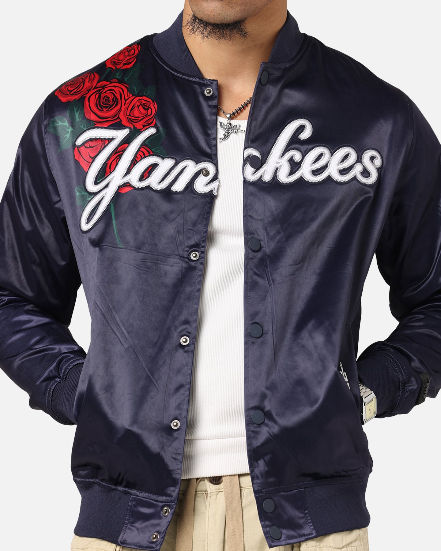 Pro Standard New York Yankees Roses Satin Jacket Navy | Culture