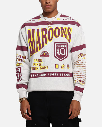 Queensland Rugby League Queensland Maroons Team Crewneck Silver Marle