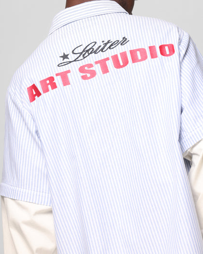 Loiter Art Studio Work Shirt Blue Stripe