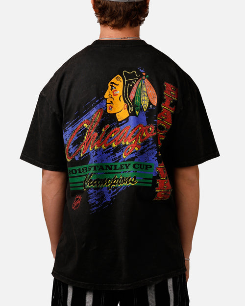 Culture Kings Chicago Blackhawks Vintage T-Shirt Black Acidwash
