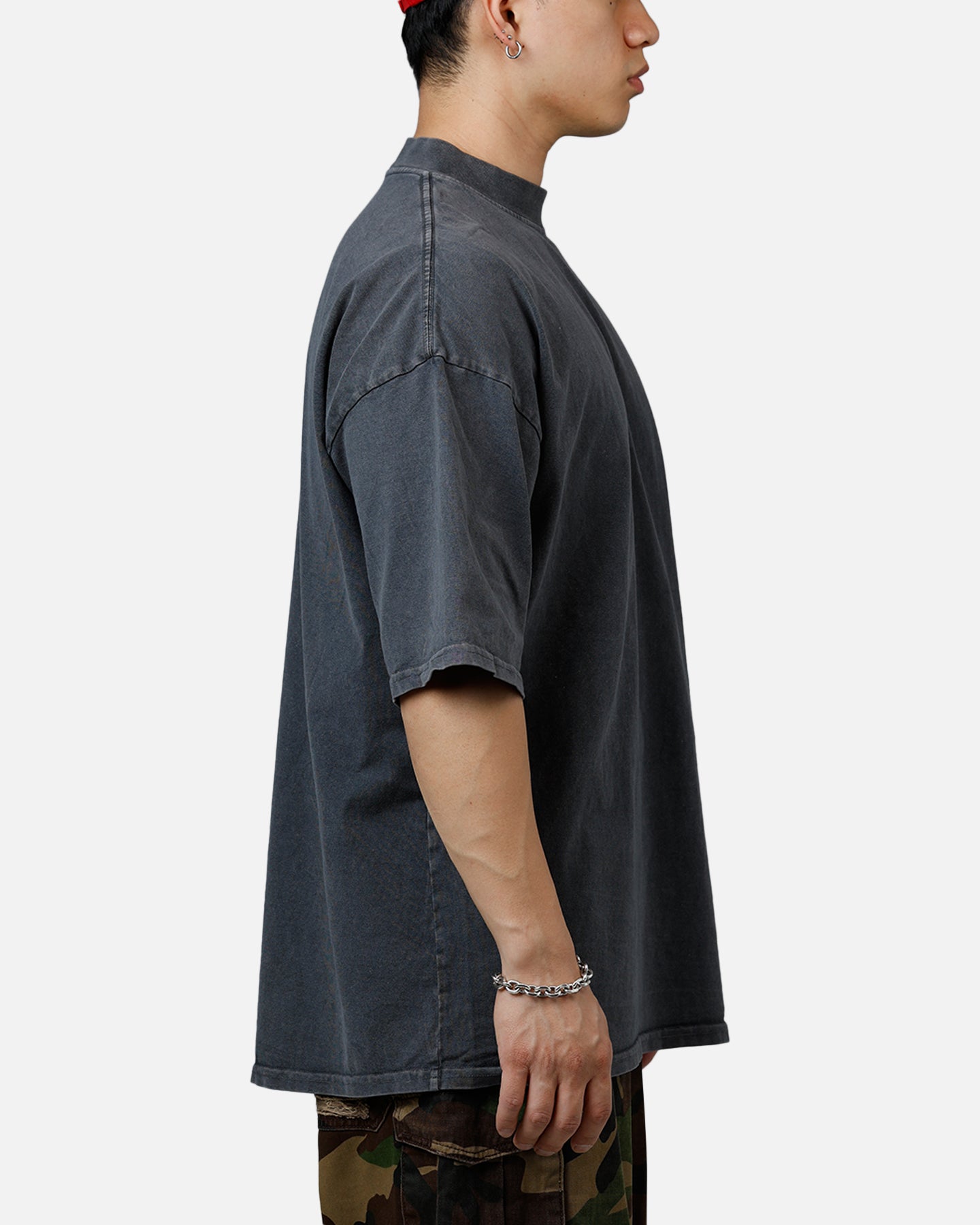 Culture Kings Everyday Mock Neck T-Shirt Washed Charcoal | Culture