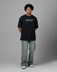 Loiter Chrome Logo T-Shirt Black Acidwash