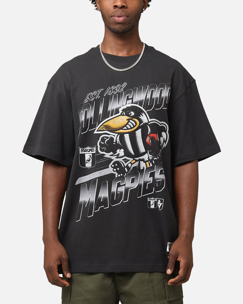 Mitchell & Ness Collingwood Magpies Mascot Character T-Shirt Faded Black