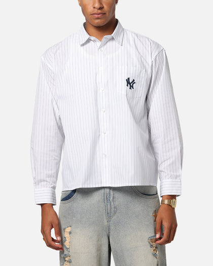new york yankees dress shirts New York Yankees Cutter & Buck Long Sleeve Stretch Oxford Button-Down Shirt