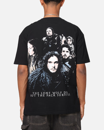 Game Of Thrones Men's T-Shirt 2 Pack - Jon Snow & Dragons Designs, Black Short Sleeve Tees