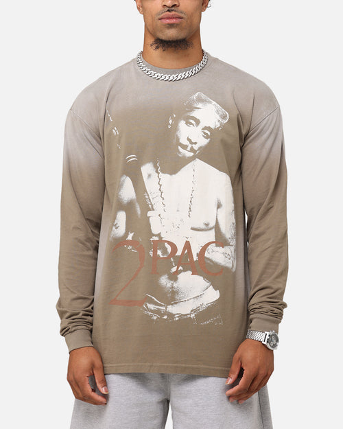 Tupac 2Pac Hem Vintage Long Sleeve T-Shirt Brown