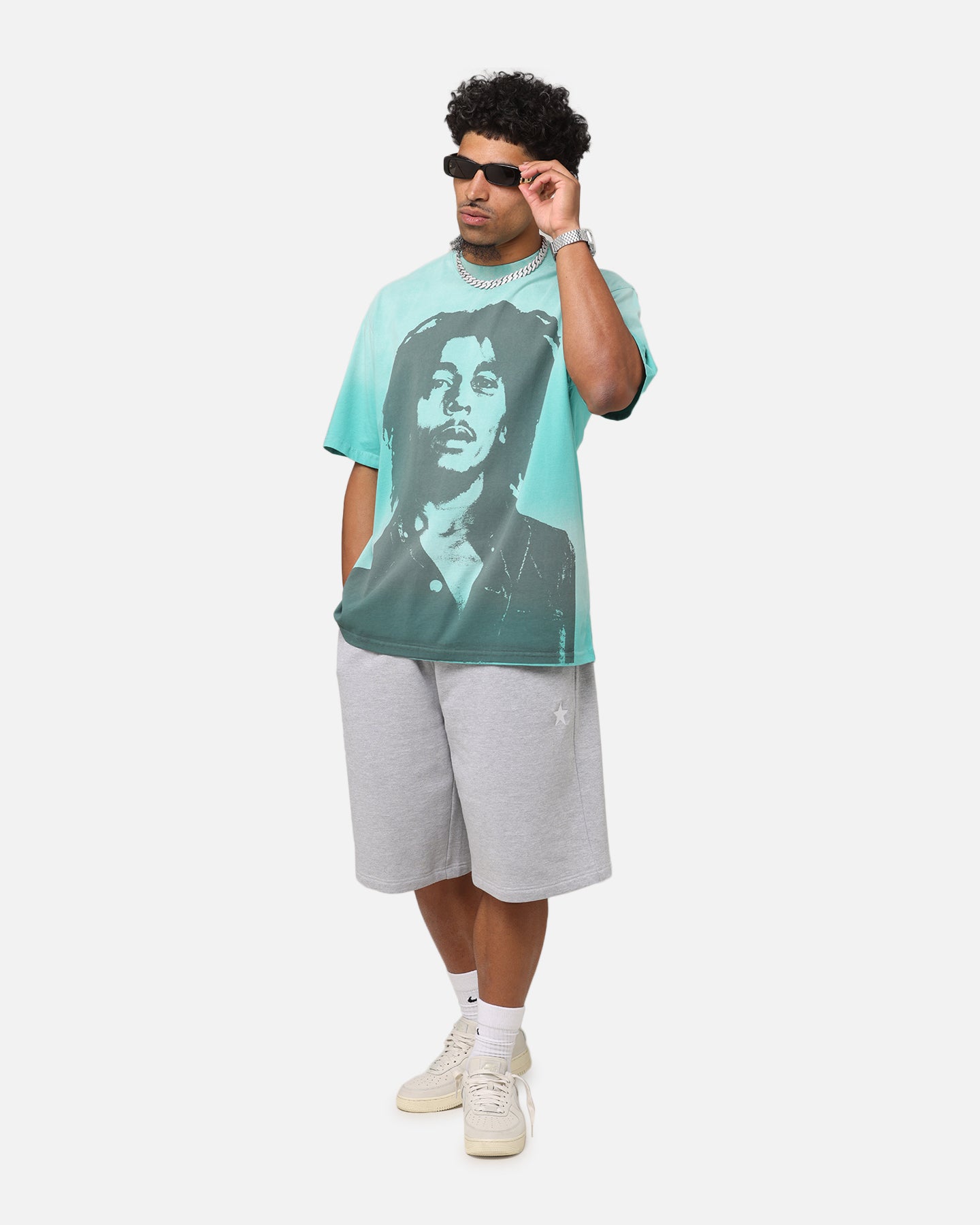 Bob Marley Bob Hem Vintage T-Shirt Washed Teal/Black | Culture