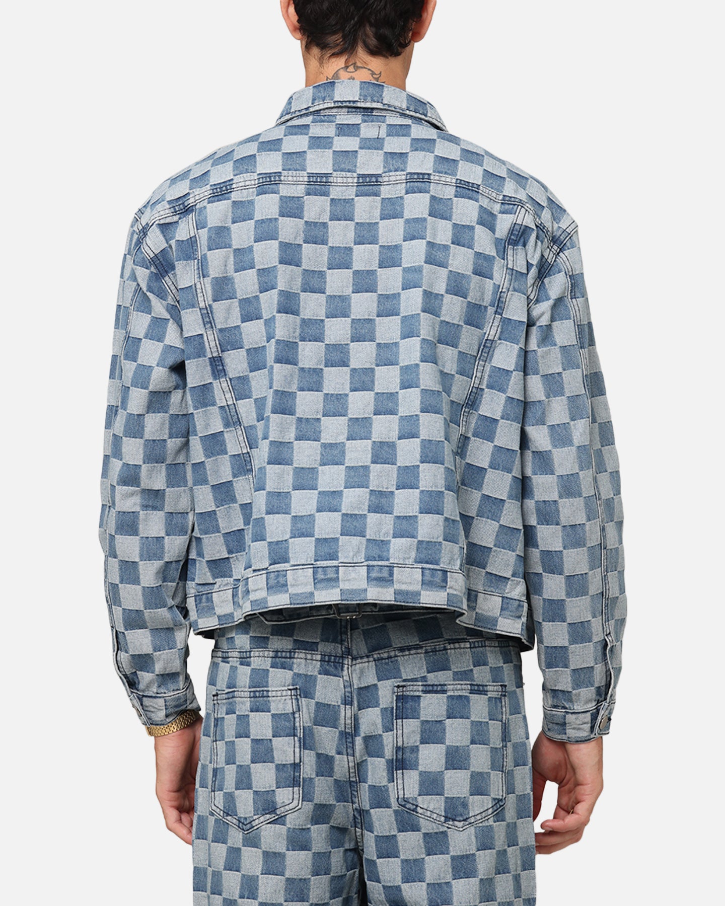 XXIII Checker Board Trucker Jacket Blue | Culture Kings US