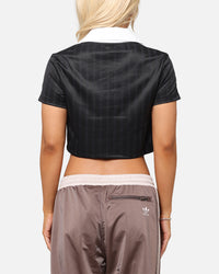Adidas Women's Jacquard Crop Polo Shirt Black