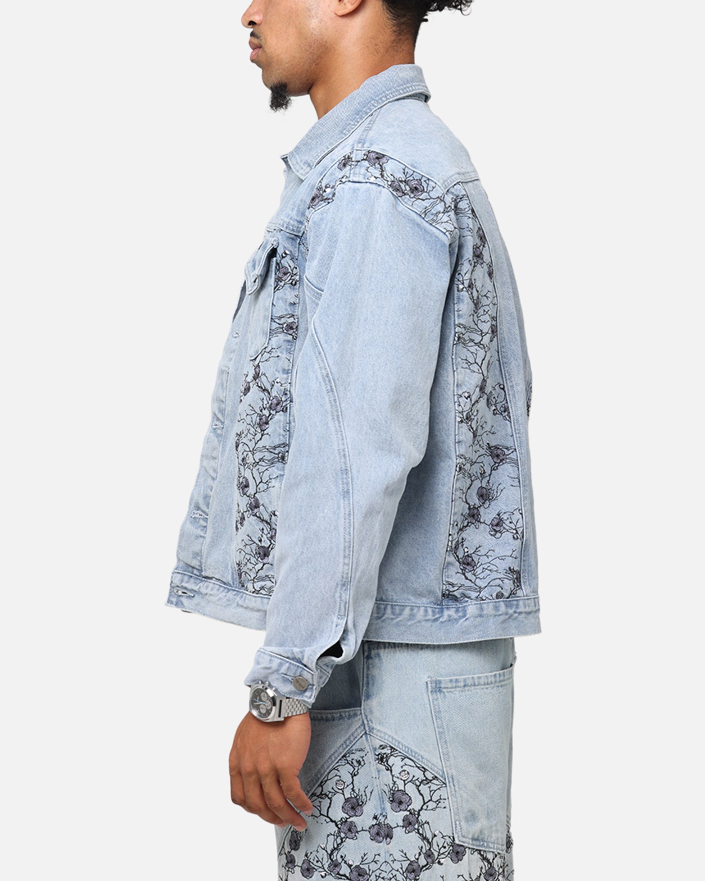 Saint Morta Poison Ivy Panel Denim Jacket Mid Blue | Culture Kings US