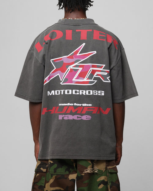 Loiter Motocross Vintage T-Shirt Charcoal/Red