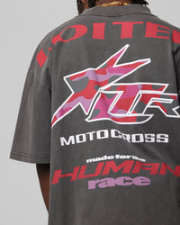 Loiter Motocross Vintage T-Shirt Charcoal/Red
