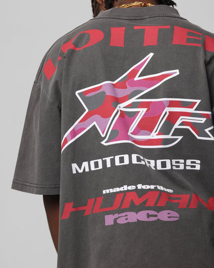 Loiter Motocross Vintage T-Shirt Charcoal/Red