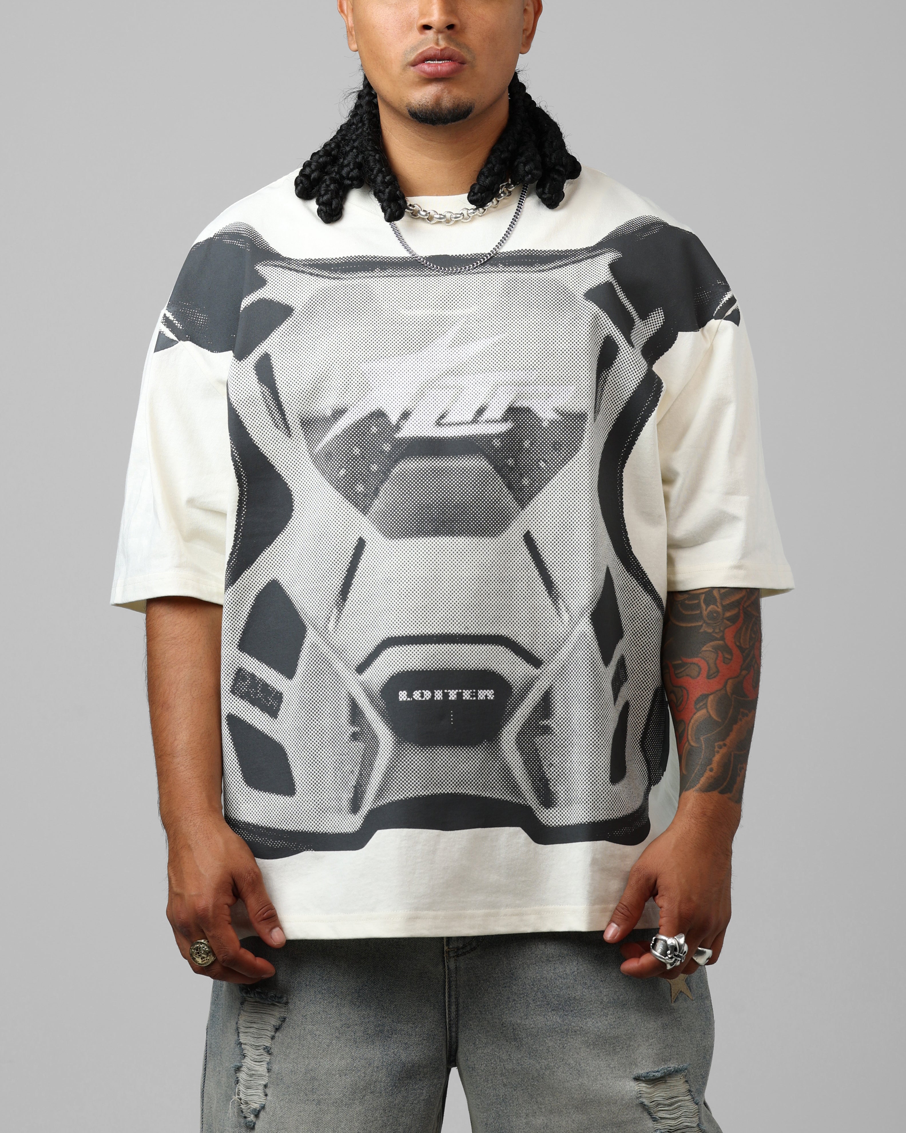 Loiter Motocross Vintage T-Shirt Off White/Grey | Culture Kings US