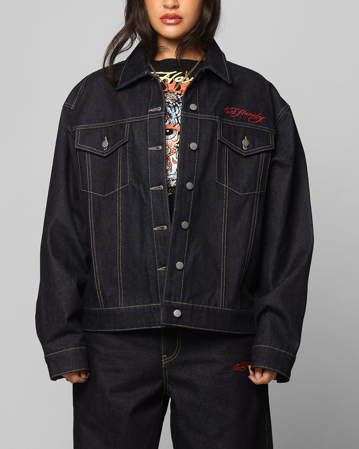 Ed Hardy Denim Jacket Raw Indigo | Culture Kings US