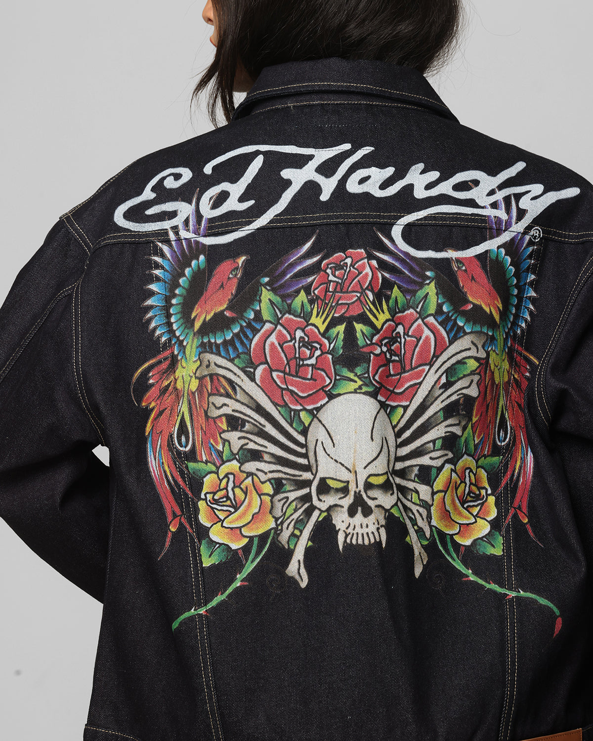 Ed Hardy 刺繍ジャケット Lサイズ Ed Hardy（エド・ハーディー） スカジャン ヴィンテージライクマルチ