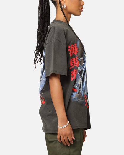 Goat Crew X Yu-Gi-Oh! Kaiba Blue Eyes Heavyweight T-Shirt Black Wash