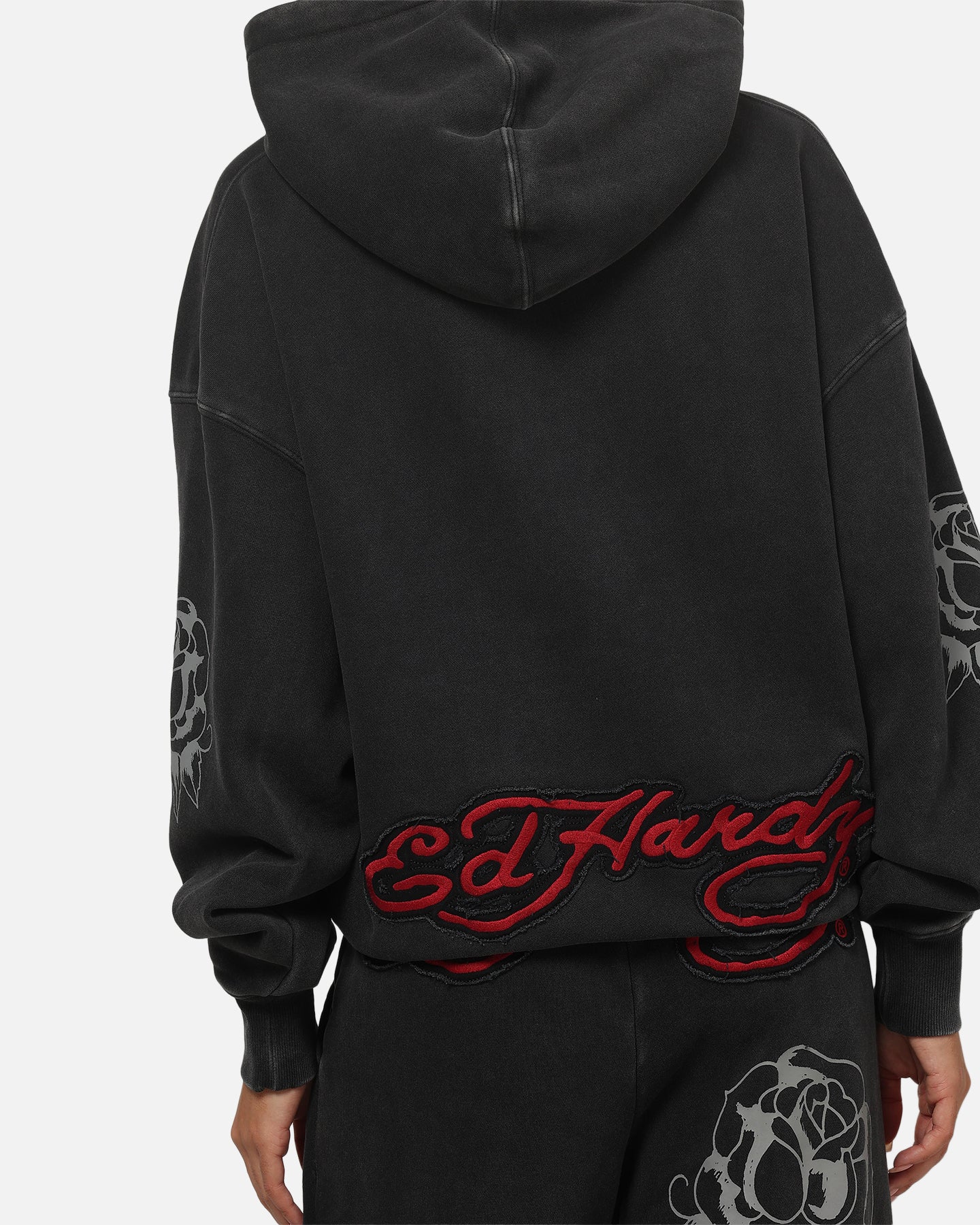 Ed Hardy Women's Rose Zip Hoodie Washed Black | Culture Kings US