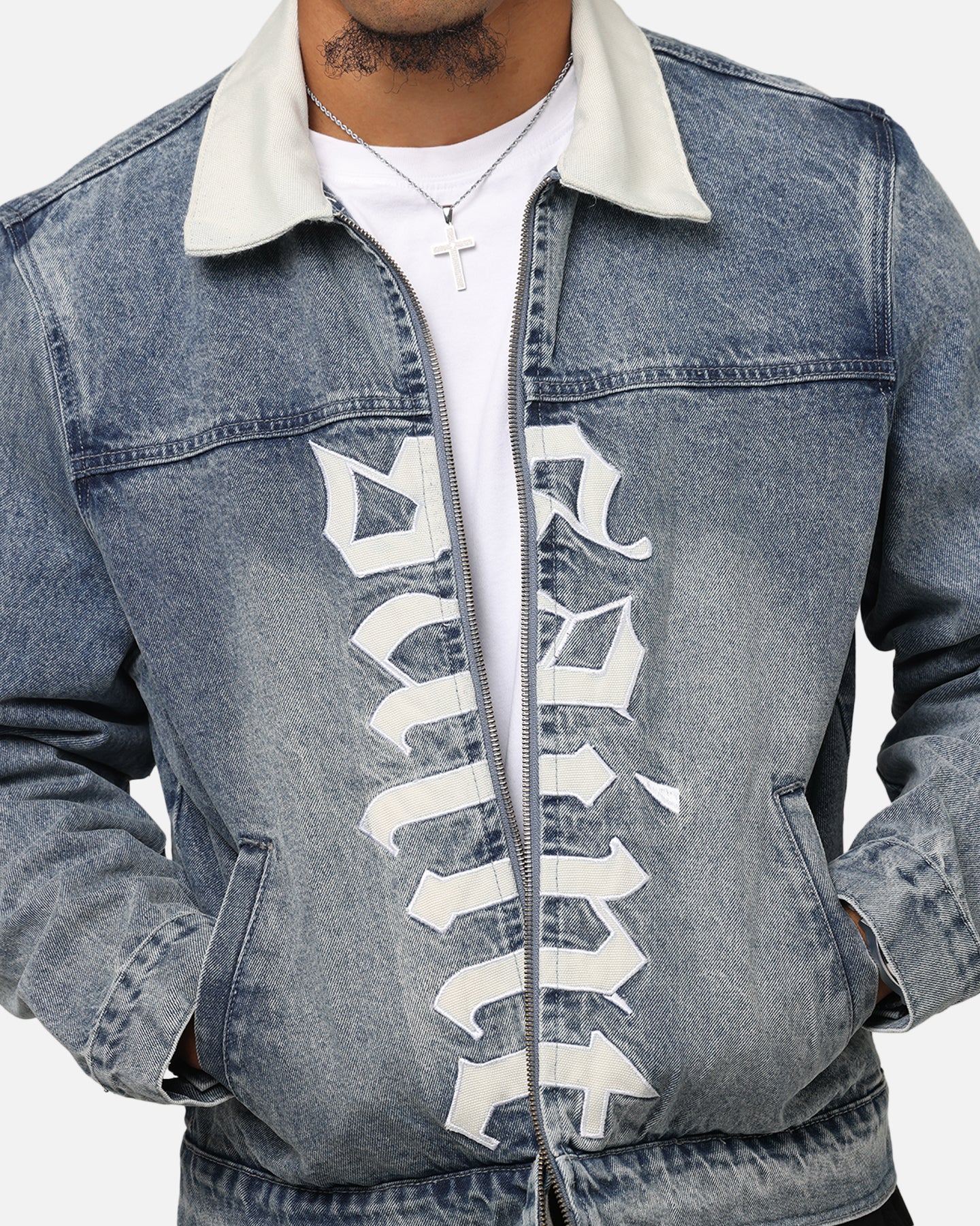 Saint Morta Gothic Distressed Denim Jacket Dirty Denim | Culture