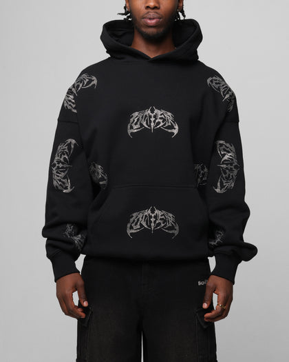Loiter Metal Rhinestone Hoodie Black