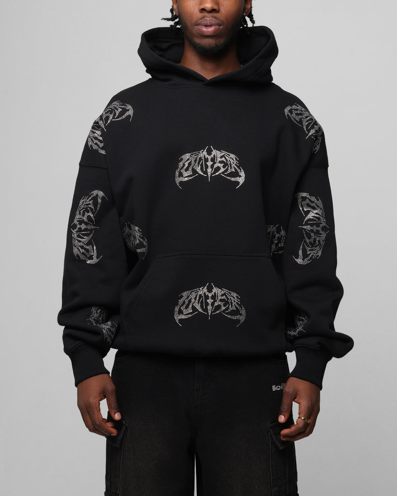 Loiter Metal Rhinestone Hoodie Black | Culture Kings US