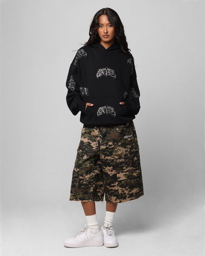 Loiter Metal Rhinestone Hoodie Black