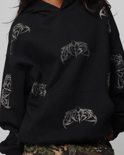 Loiter Metal Rhinestone Hoodie Black