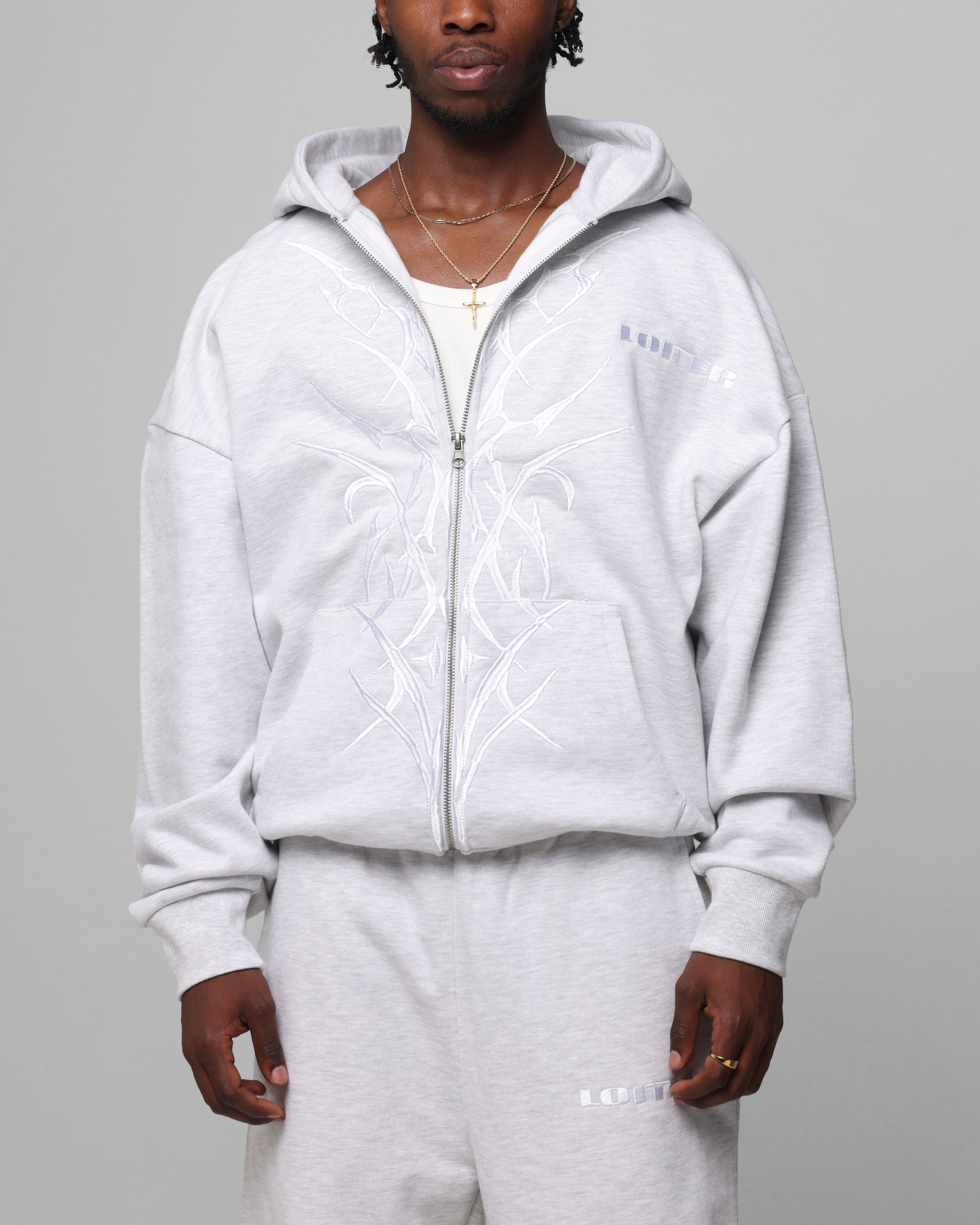 Loiter Blood Born Zip Hoodie Grey Marle | Culture Kings US