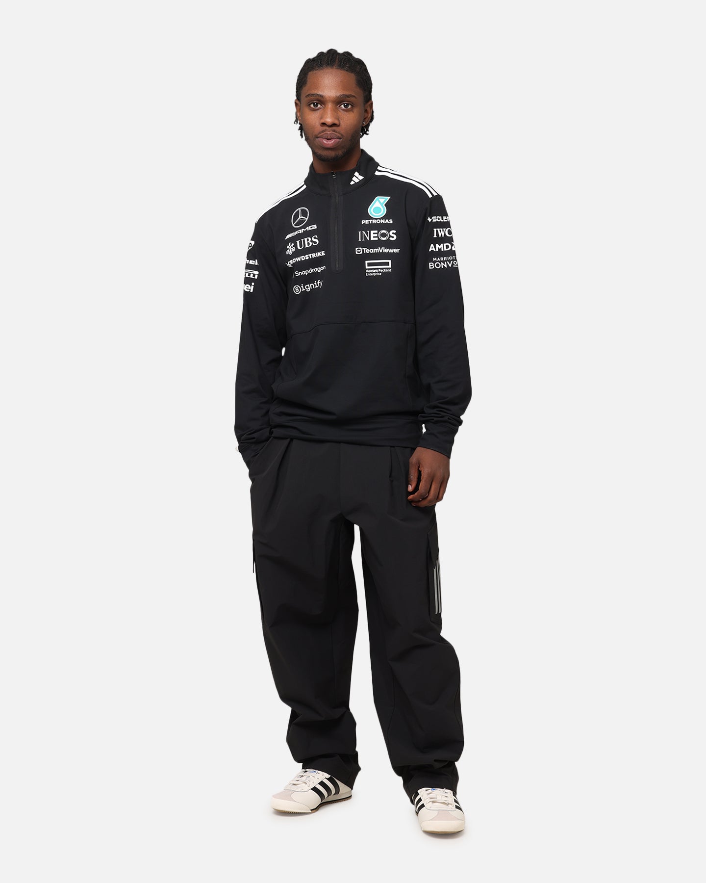 ◈ adidas × Mercedes-AMG / ポロシャツ Black L adidas MERCEDES - AMG PETRONAS FORMULA ONE TEAM POLO - Black