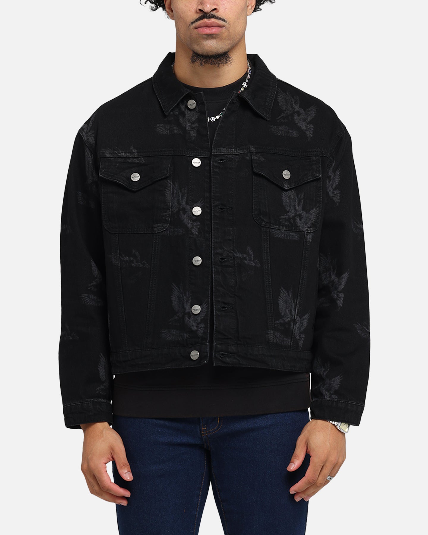 Saint Morta Doves Denim Jacket Black Shadow | Culture Kings US