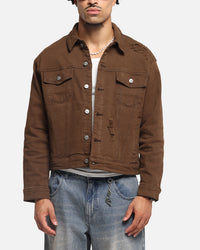 Saint Morta Trucker Denim Jacket Vintage Brown