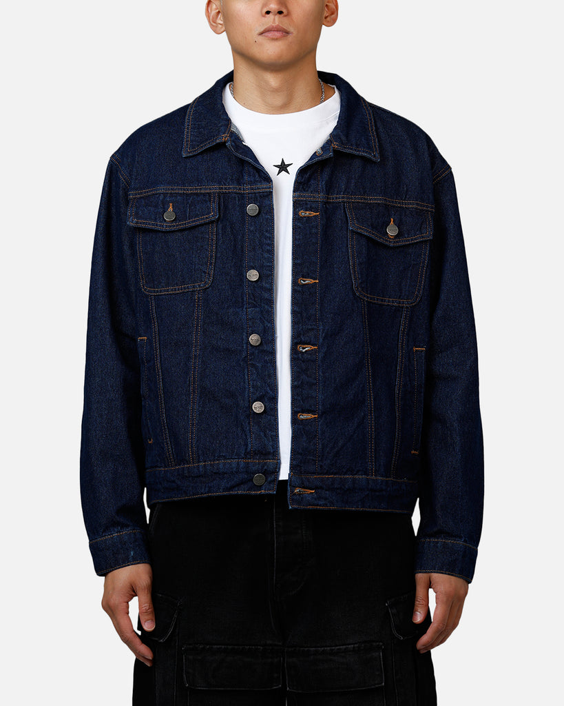 Saint Morta Boxy Denim Jacket Indigo/Tan | Culture Kings US
