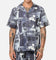 XXIII Printed Denim Patch Button Up Shirt Blue