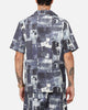 XXIII Printed Denim Patch Button Up Shirt Blue