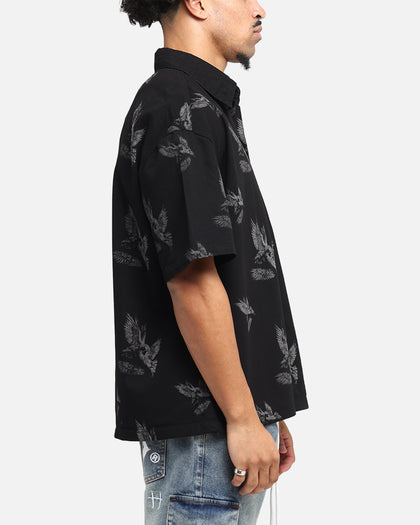 Saint Morta Doves Boxy Denim Button Up Shirt Black