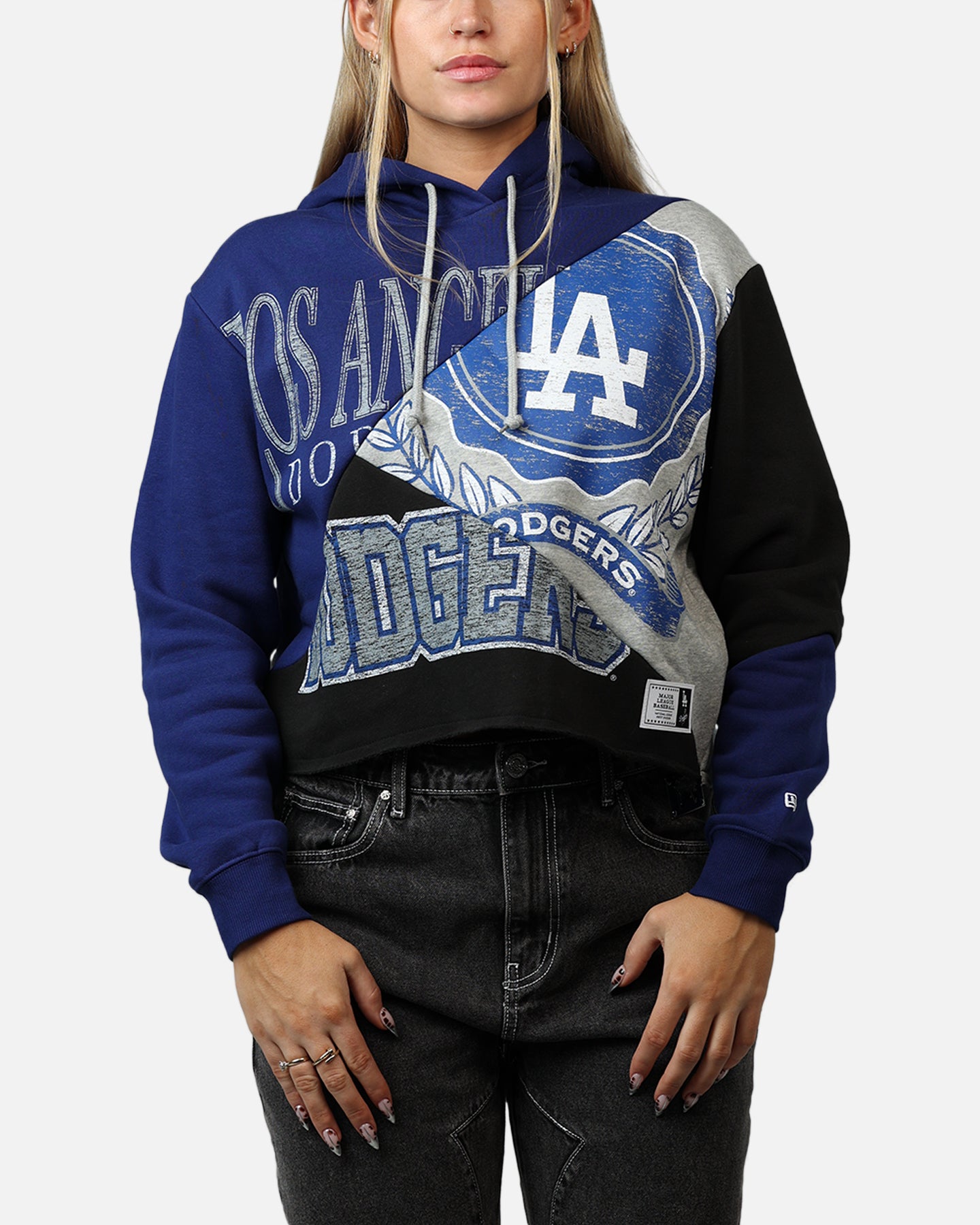 服/ファッション New era team hoodys New Era Women's Los Angeles Dodgers Team Split Hoodie Blue/Grey