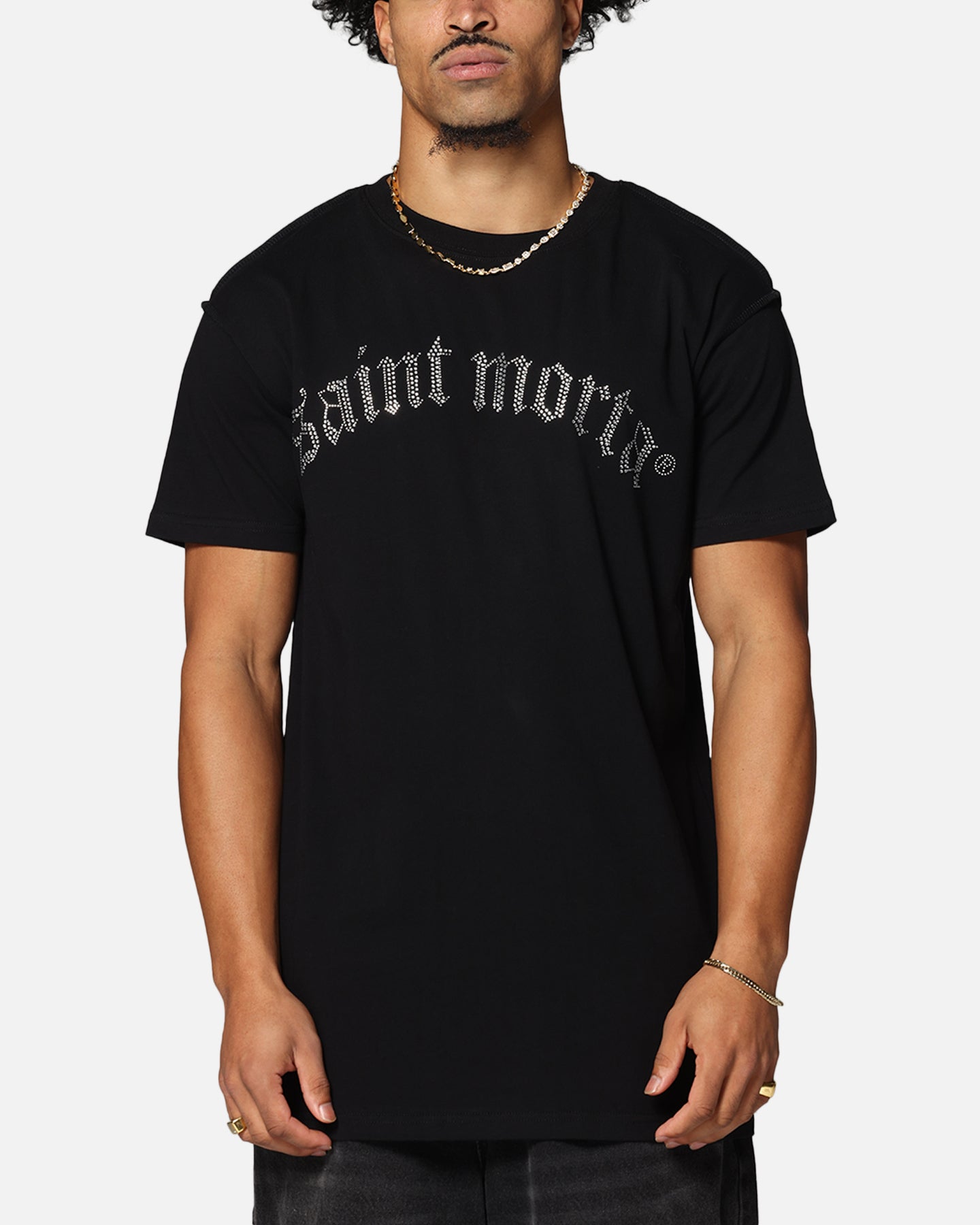 Saint Morta Rhinestone T-Shirt Black | Culture Kings US
