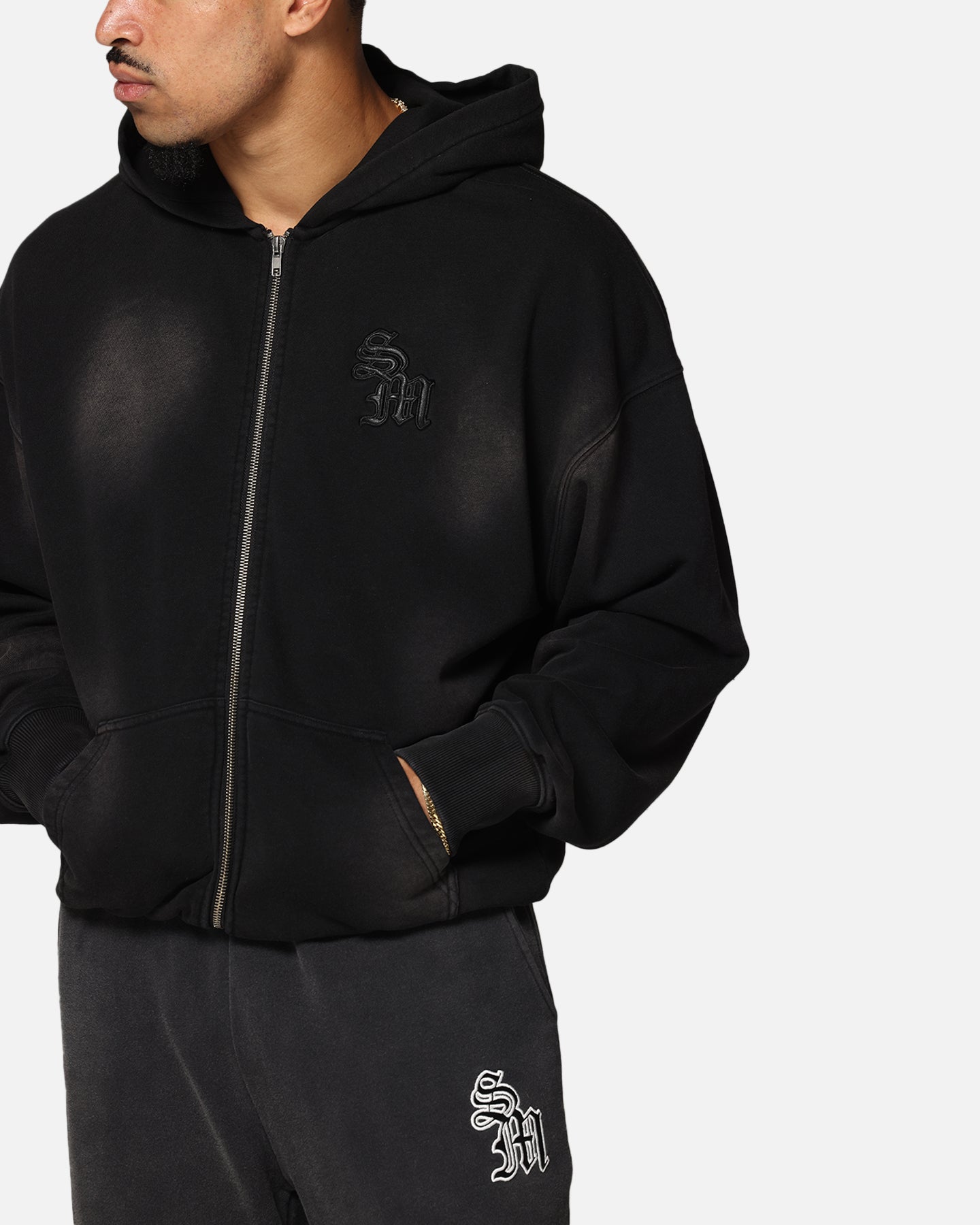 Saint Morta Gothic Zip Hoodie Sunfade Black | Culture Kings US